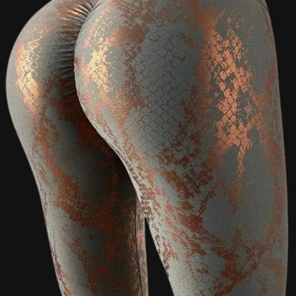 NWOT ZASUWA High Waist Stretch Snake Leggings Z008 Gray Copper Size L - Picture 4 of 8